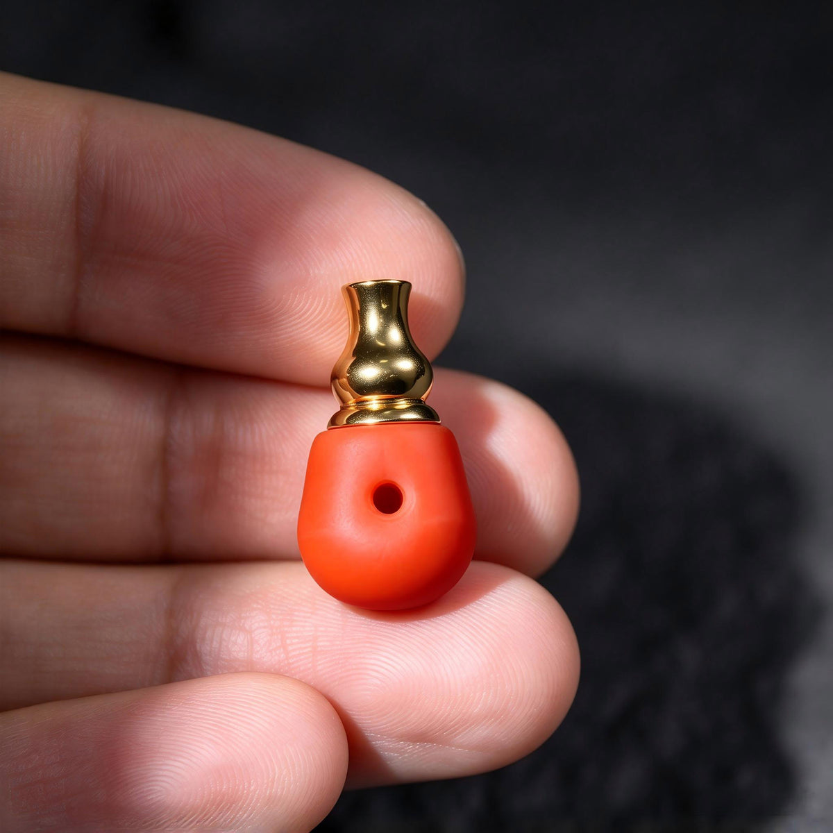 ST-23 | Orange Guru Bead with Copper Detail - 10.8 mm