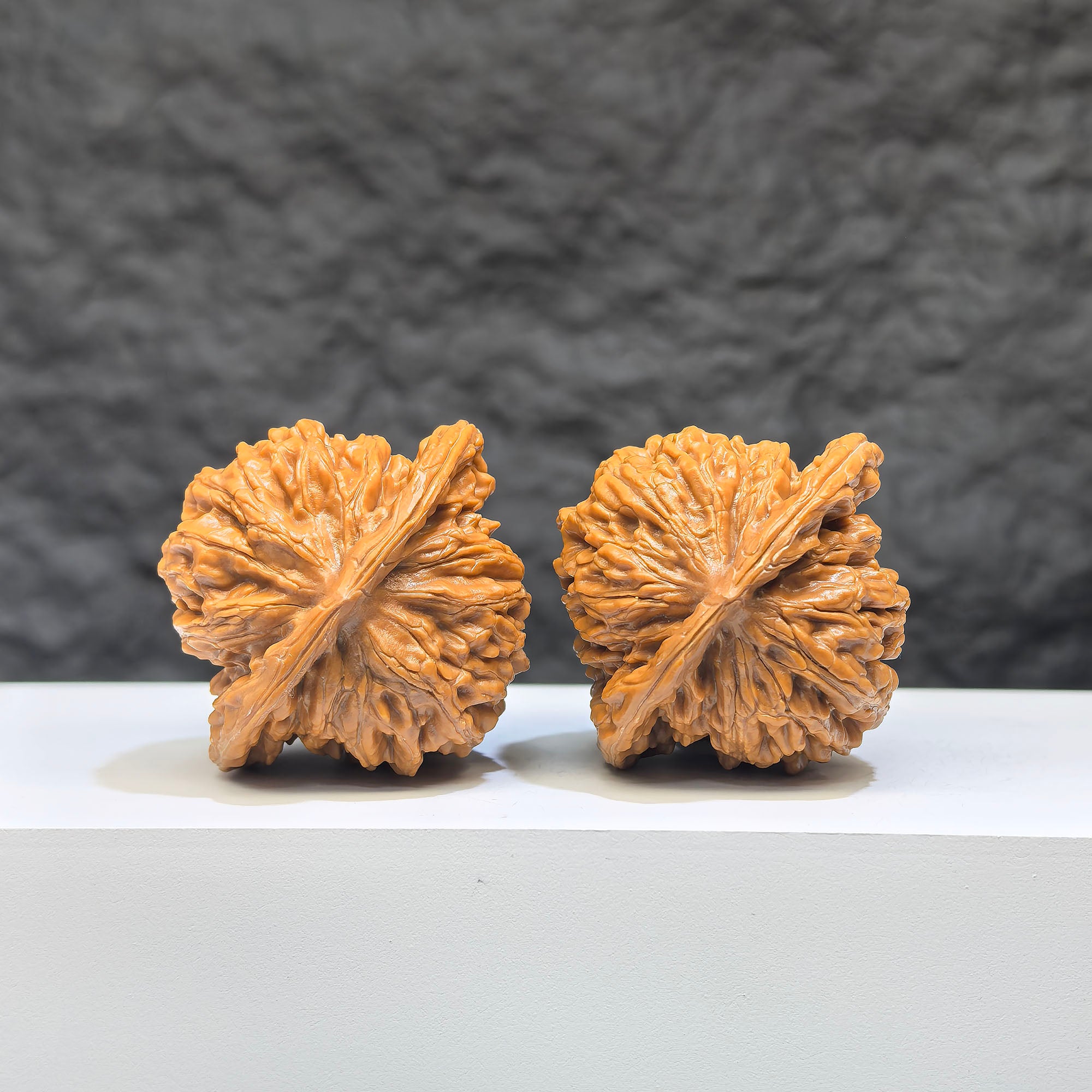 Pair of Sizuolou Wenwan walnuts from Wenwan Art, featuring 40mm and 37mm classic walnut carvings with detailed natural textures.