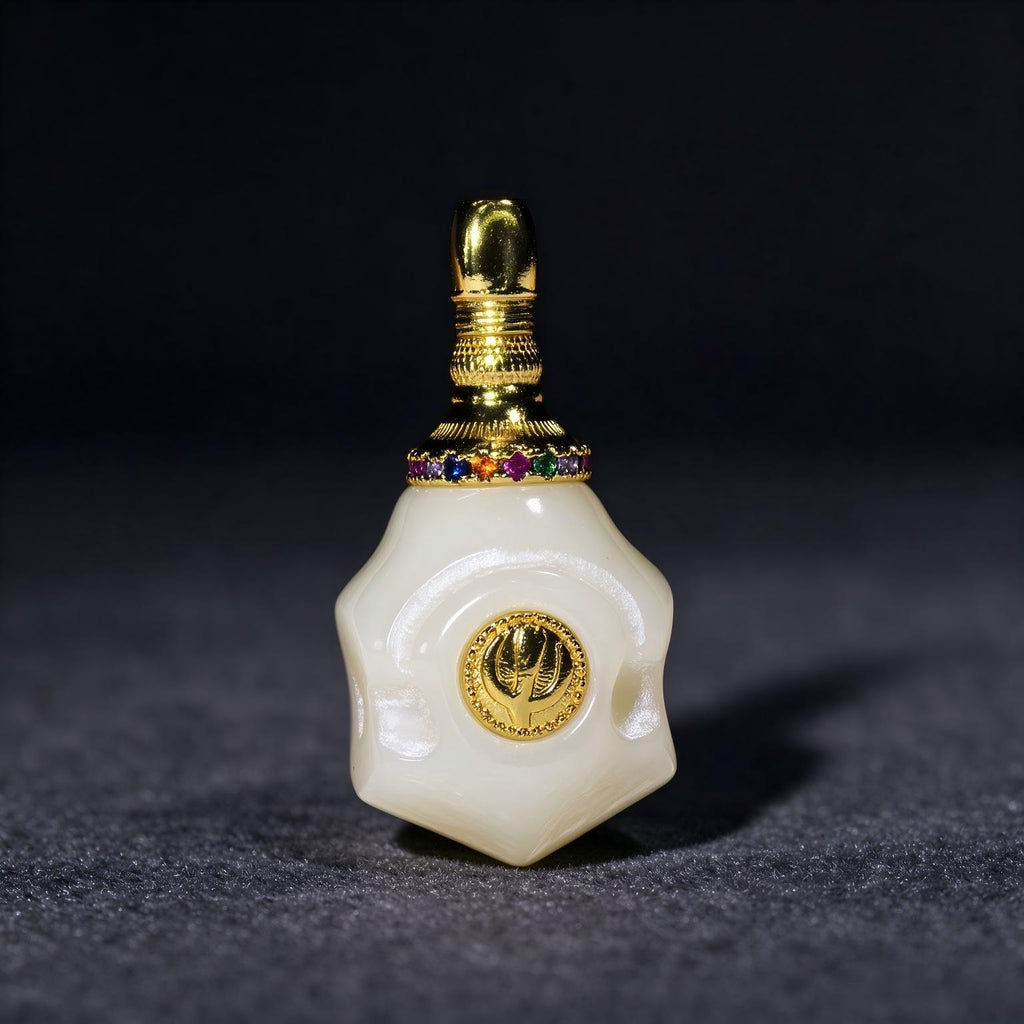 ST-21 | White Guru Bead with Copper Detail - 13.3 mm