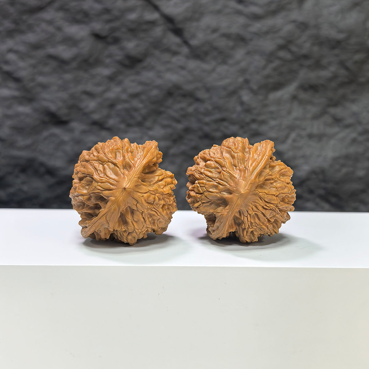 Golden Kylin Wenwan walnut pair from Wenwan Art, 36mm classic Chinese carved walnuts with intricate details.