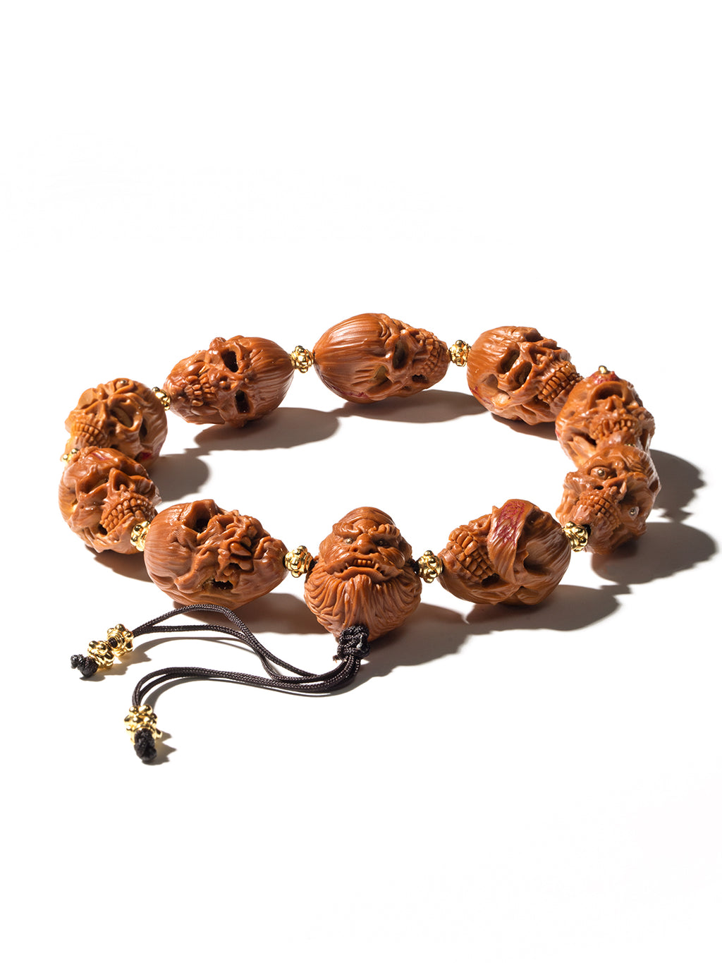 [Master Shan Chunyang] Handcarved Olive Pit Bracelet - "Night Parade of One Hundred Demons" (Skull & Demon Motifs) | 單春陽手作 橄欖核雕手串「百鬼夜行」暗黑文玩重器