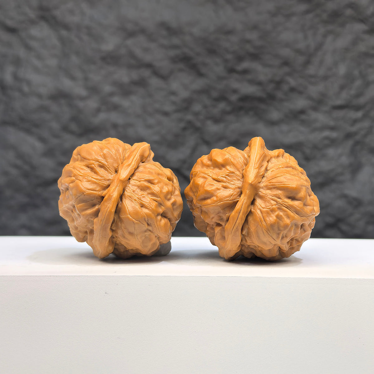 Pair of Toad Crystal Frogs Wenwan Walnuts by Wenwan Art, 36mm x 39mm, featuring detailed crystal frog carvings.