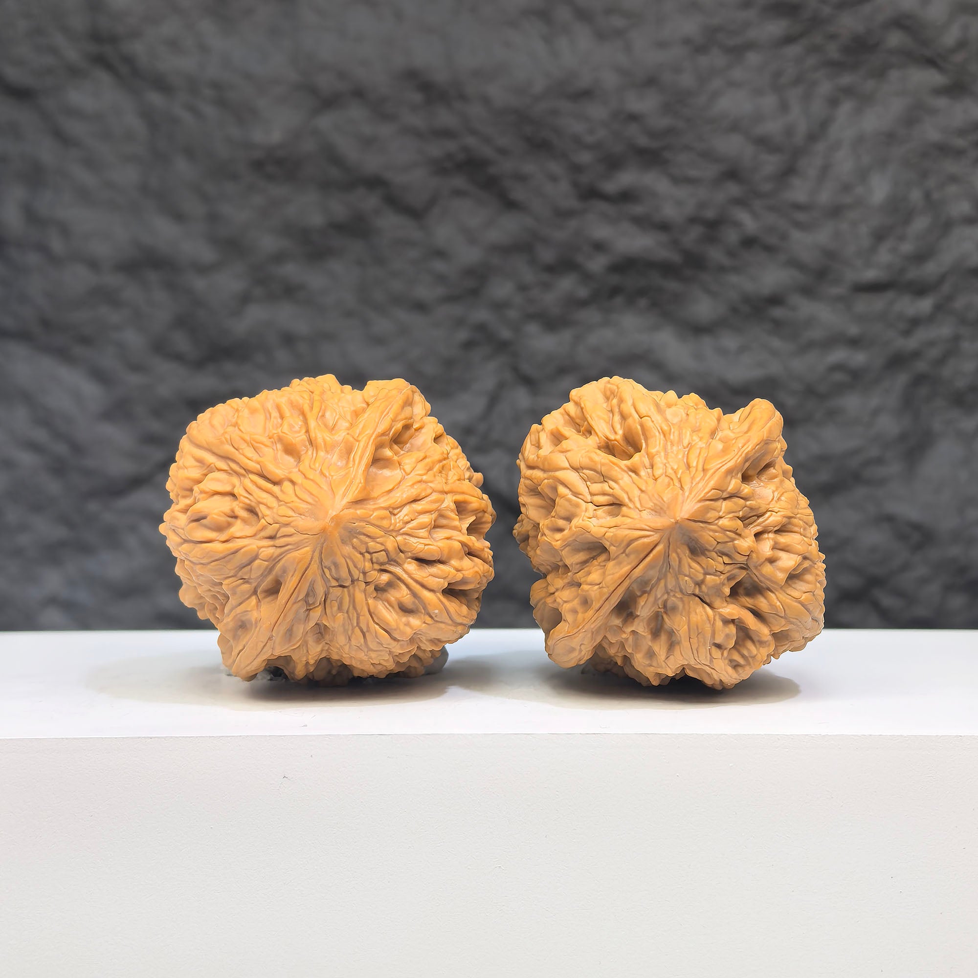 Selected grade Wild Bison Walnut Wenwan piece, 4x4cm, from Wenwan Art, featuring smooth, polished walnut with natural wood grain details.