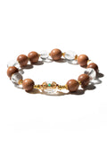 Beads & Blessing ZenWenwan sandalwood and clear quartz vajra bracelet with 10mm beads, featuring natural wood and transparent quartz.