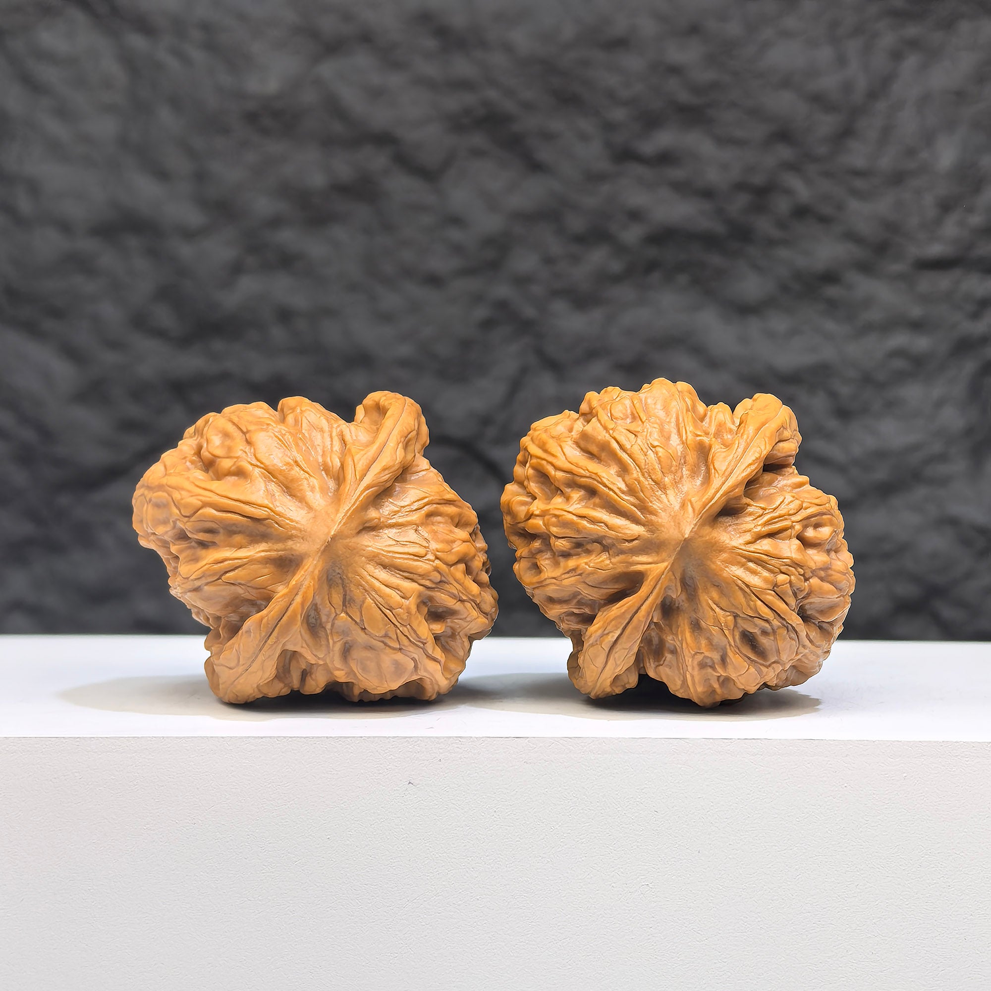 Authentic Wild Wenwan Walnut pair from Wenwan Art, featuring natural wood grain and rich textures, measuring 37-39mm.