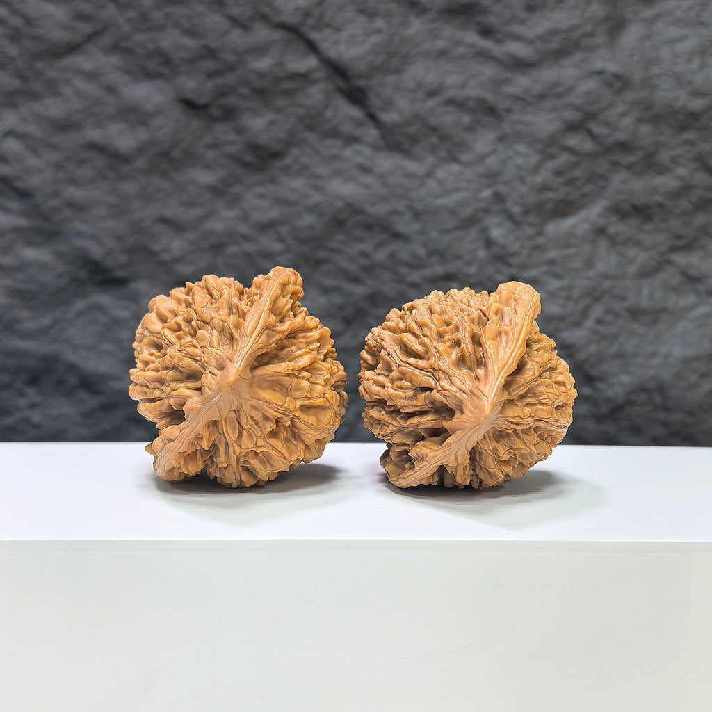 Wenwan Art Concave Base Peach Heart Official Wenwan Walnut pair with deep base, 43mm x 40mm, featuring peach heart design.