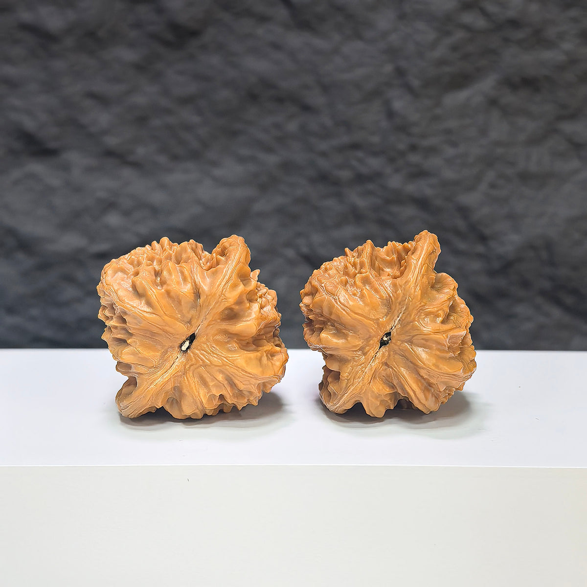 Pair of Xiayunling Classic Wenwan Walnuts from Wenwan Art, 36mm, featuring smooth, polished walnut carvings with intricate details.