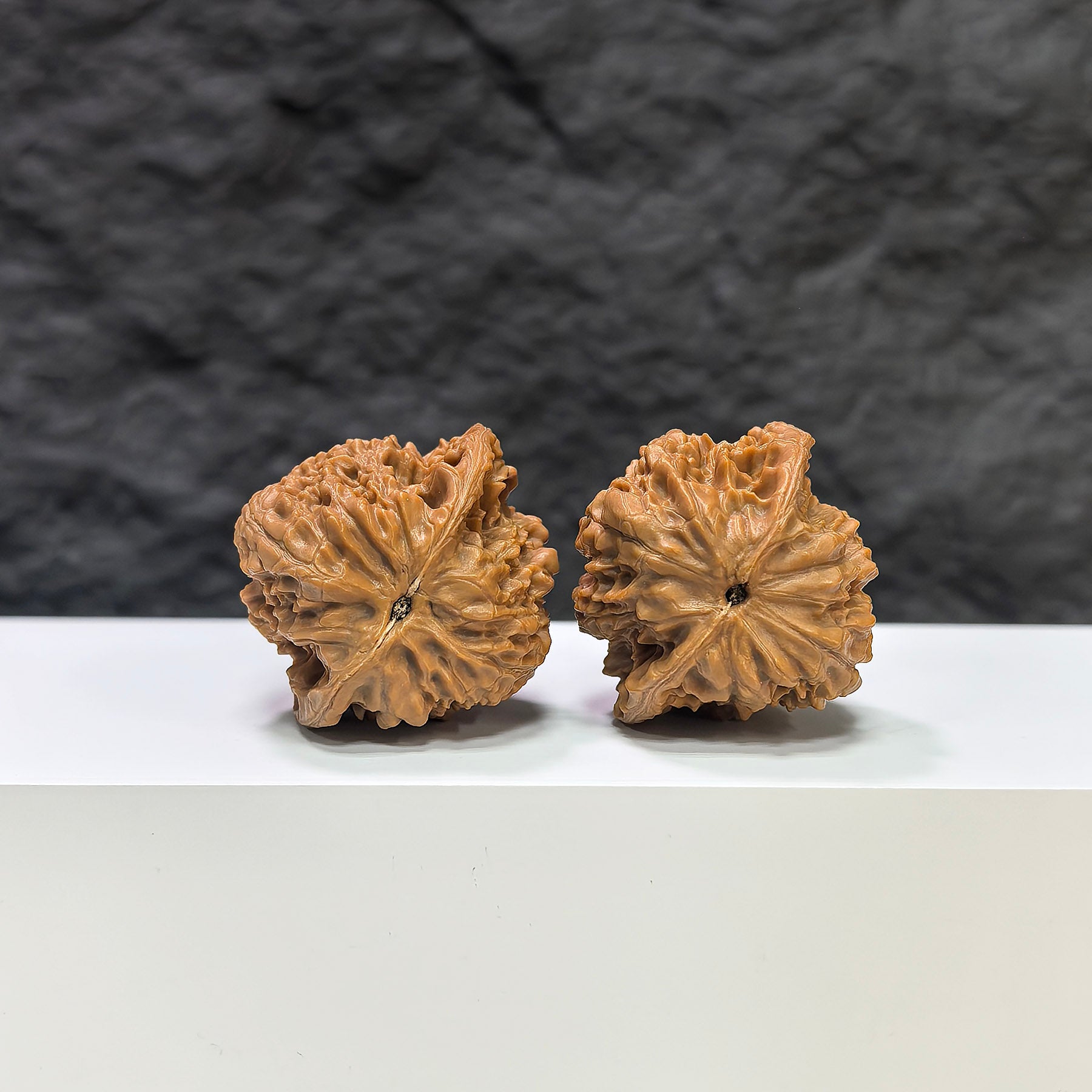 Golden Kylin Wenwan walnut pair by Wenwan Art, featuring 36mm and 34mm carved walnuts with intricate golden kylin designs.