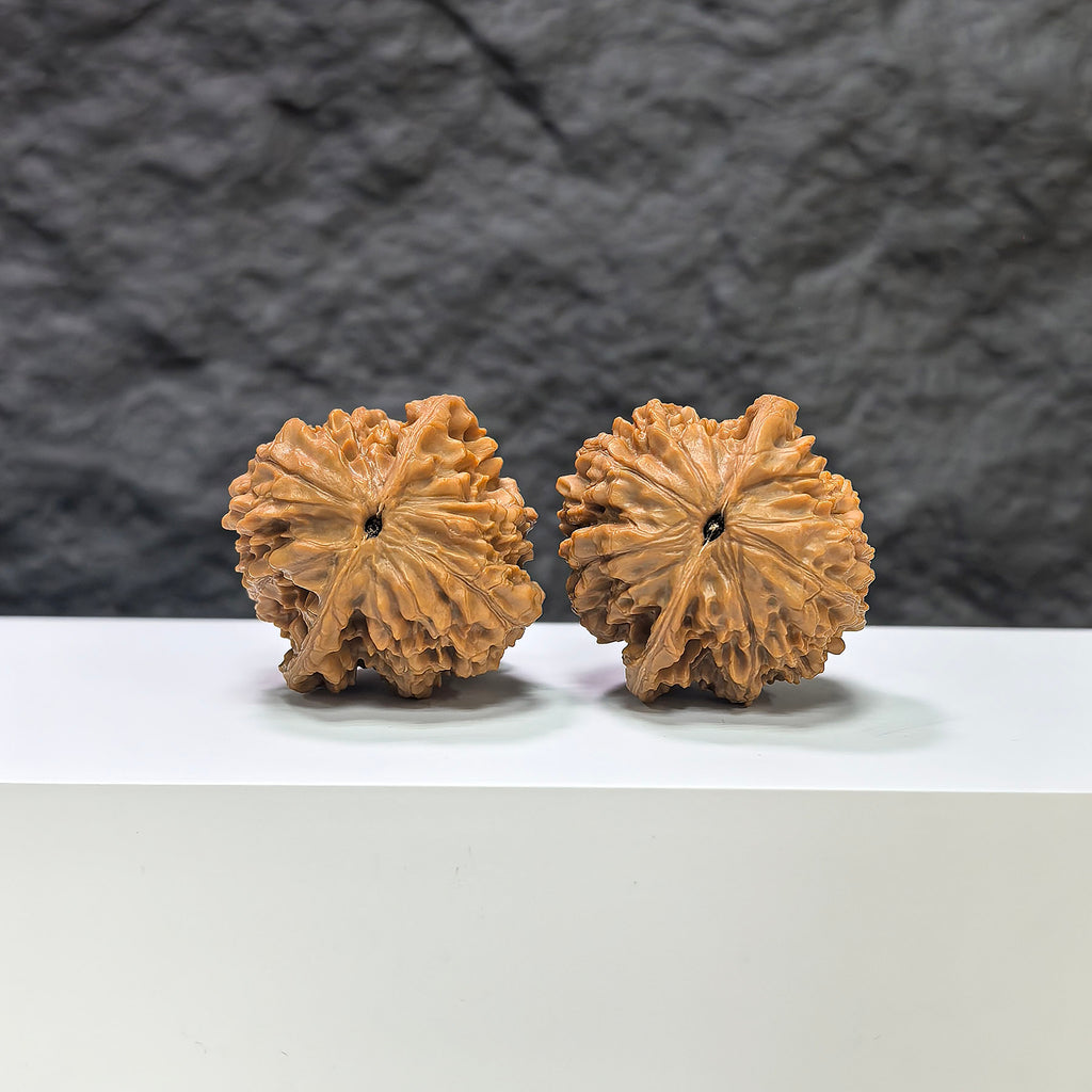 Pair of Golden Kylin Wenwan Walnuts by Wenwan Art, 36mm classic Chinese collectibles with intricate golden design.