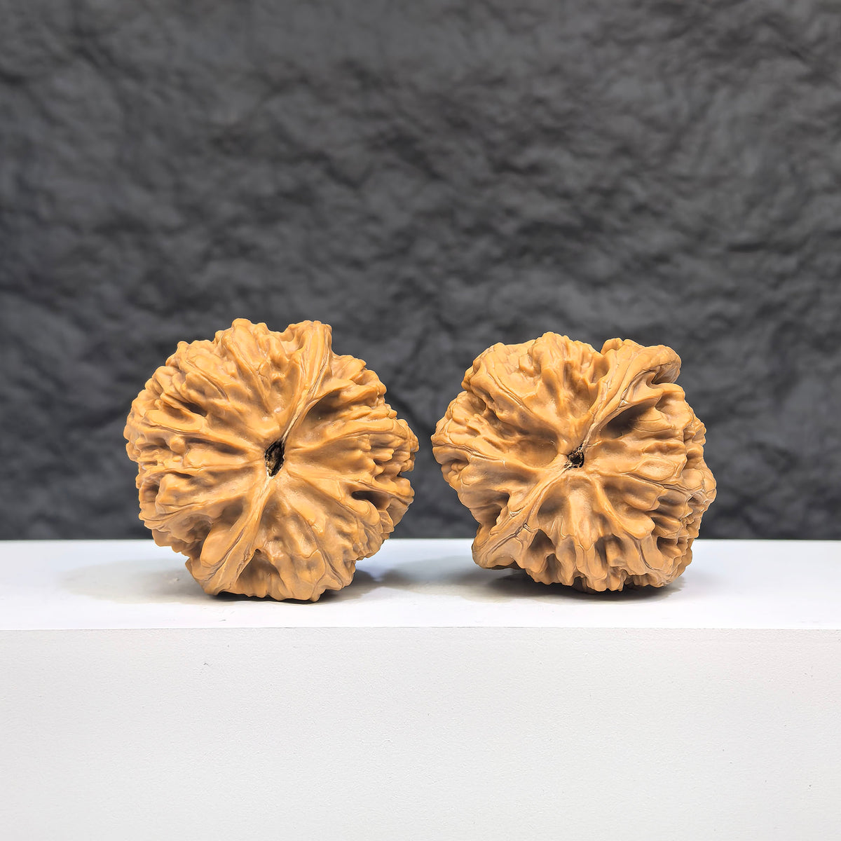 Selected grade Wild Bison Walnut Wenwan art piece measuring 4x4cm, showcasing natural wood grain and craftsmanship.