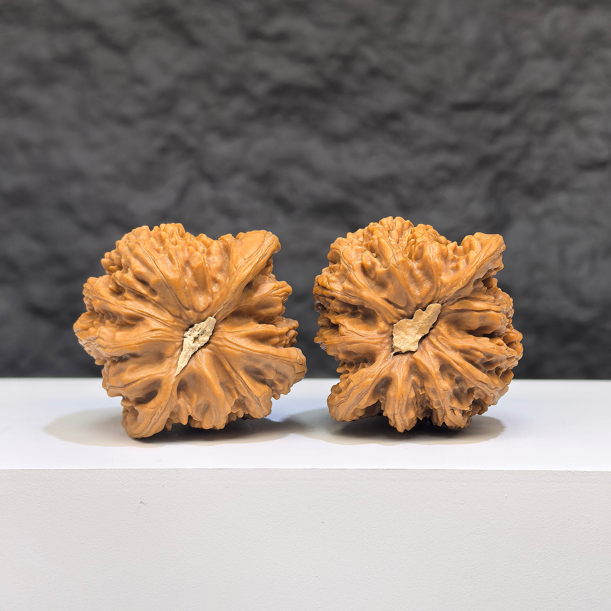 Yuhua Stone Wenwan Walnut pair from Wenwan Art, 36mm x 35mm, showcasing natural stone patterns and smooth polished surface.
