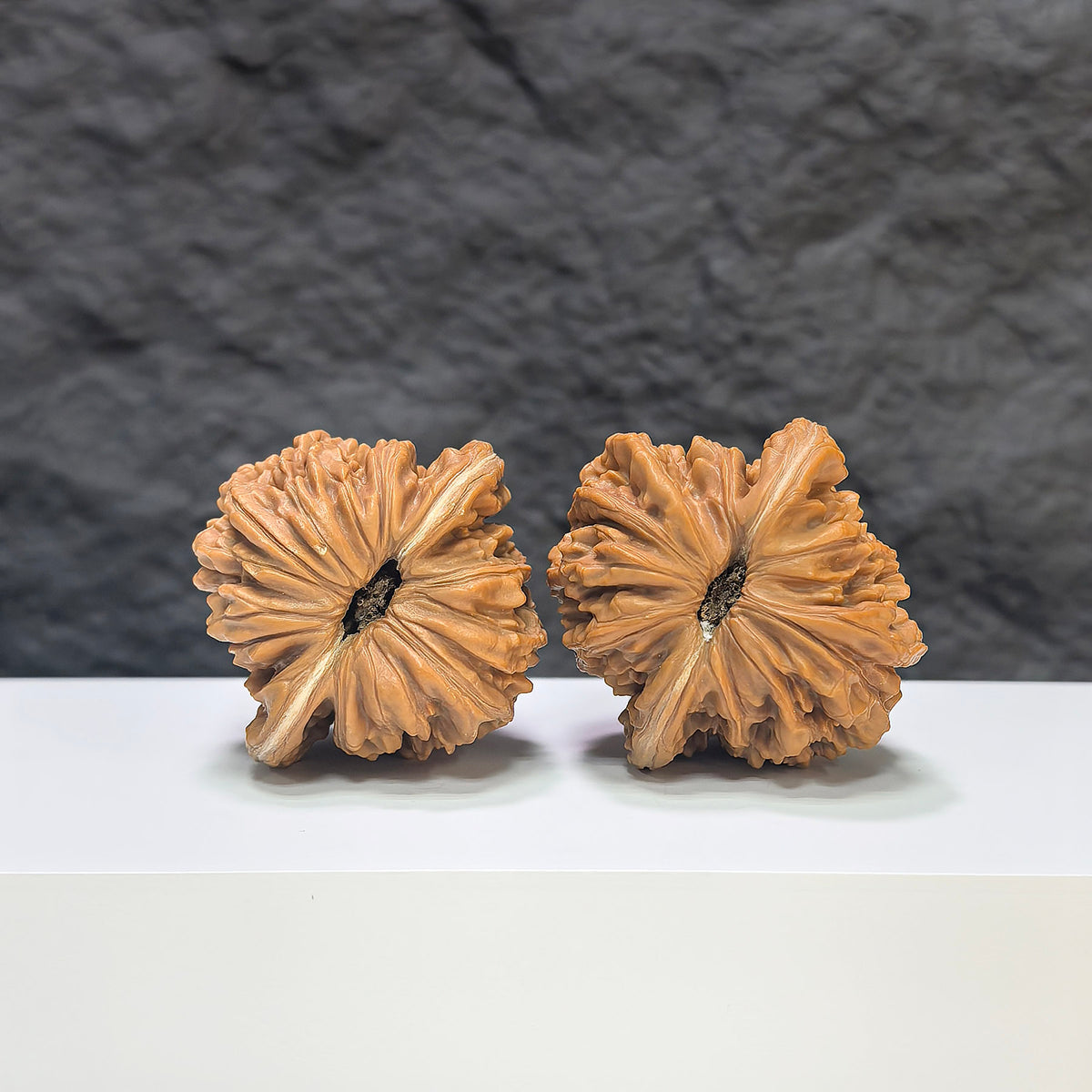 Pair of Sizuolou Wenwan Walnuts from Wenwan Art, 41mm x 42mm, showcasing intricate carvings and natural walnut textures.