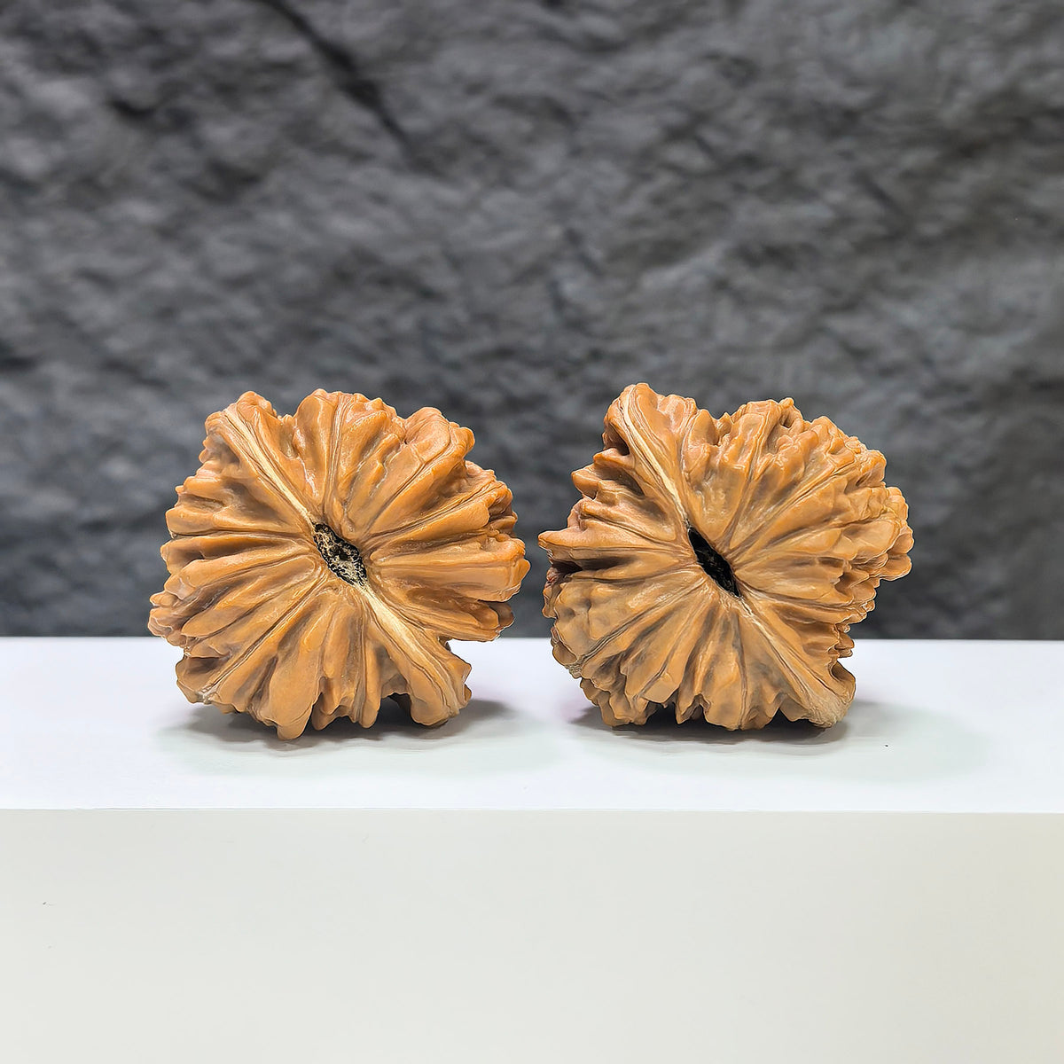 Pair of Sizuolou Classic Wenwan Walnuts from Wenwan Art, 42mm size, showing detailed carved walnut carvings