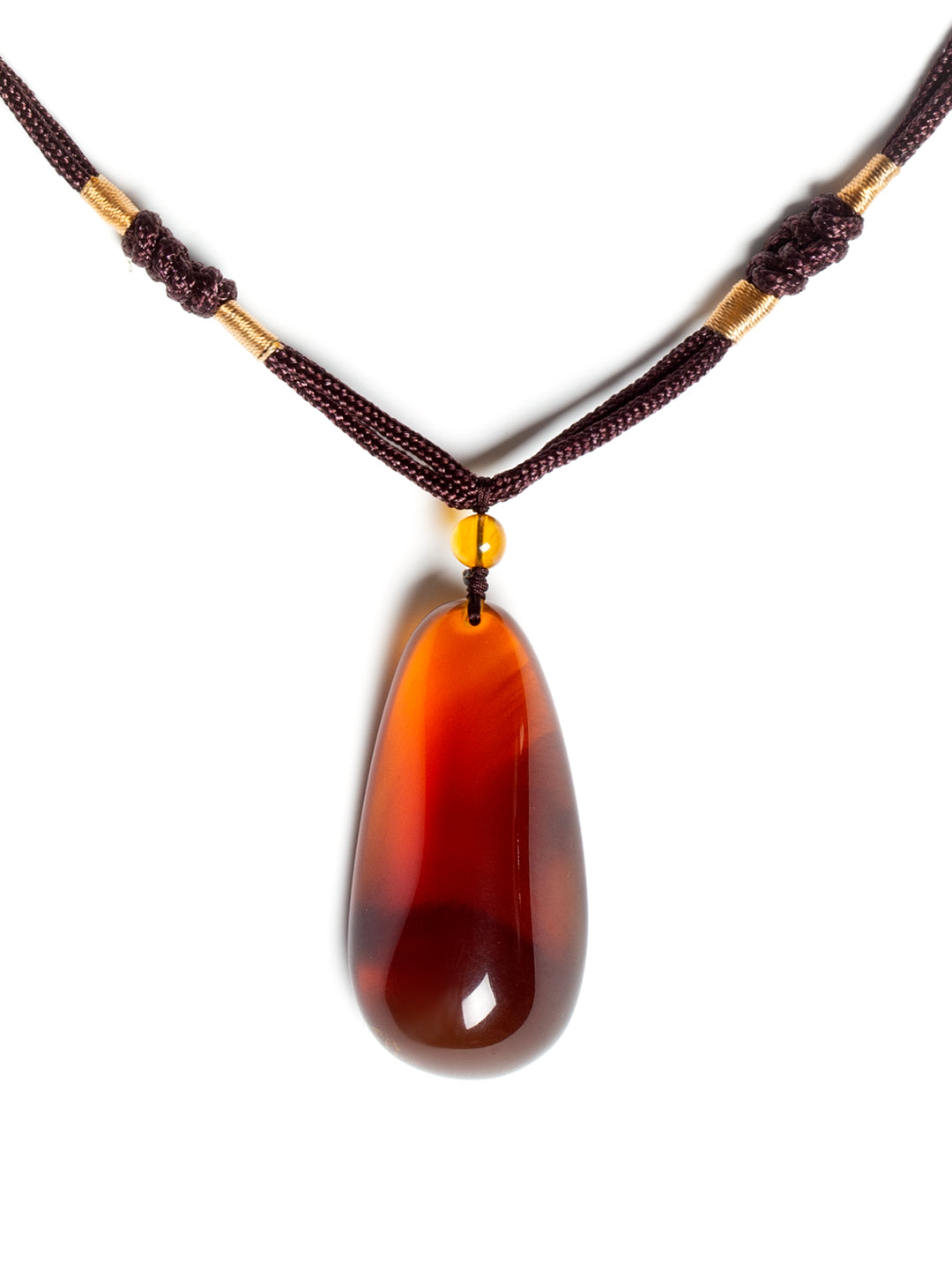 Authentic brownish-red freeform amber pendant with natural Myanmar amber, weighing 13g, showcasing warm, rich tones and unique shape.
