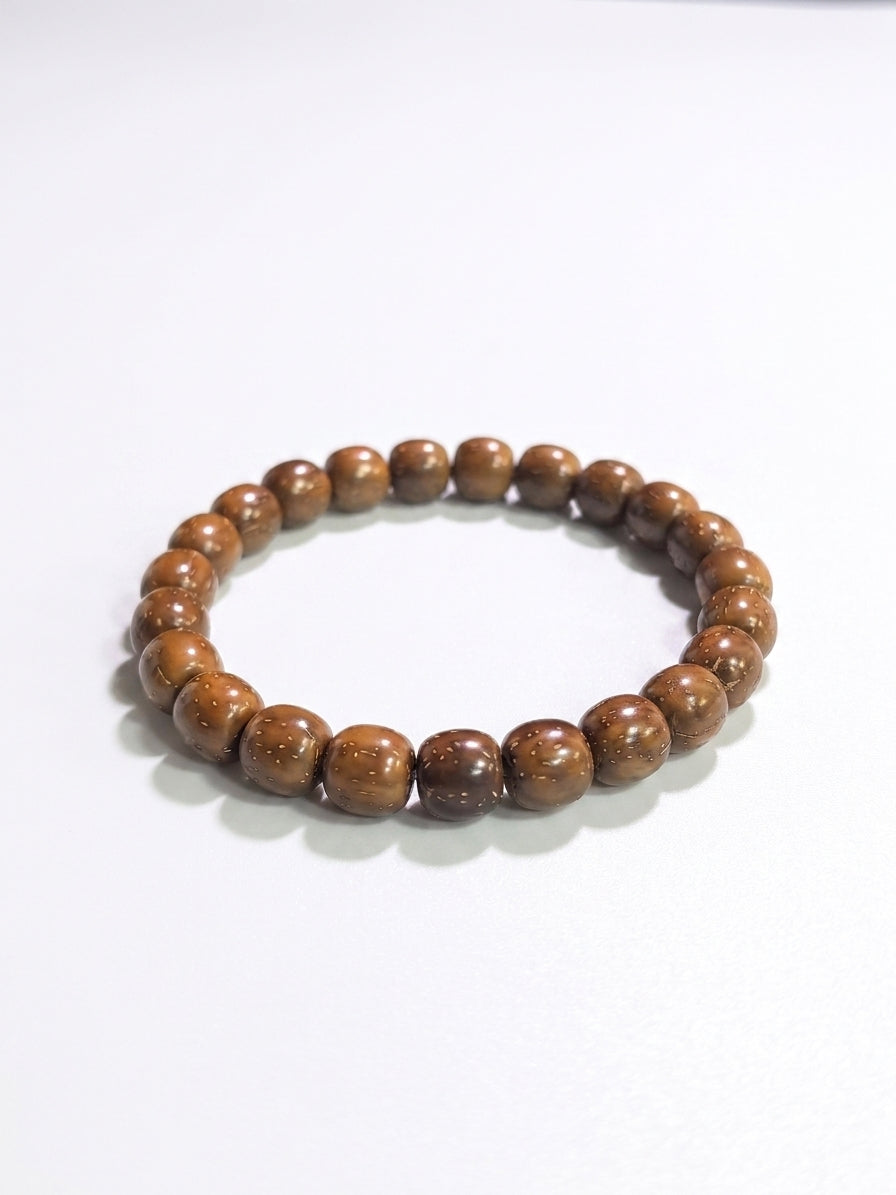 Natural Fortune Seed (Zi Jin Shu) classic barrel bracelet with 9mm beads, featuring smooth, polished stone beads on a flexible cord.