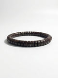 Natural coconut shell straight-cut tablet bracelet, 7mm ZenWenwan bracelet featuring smooth coconut shell beads on an elastic band.