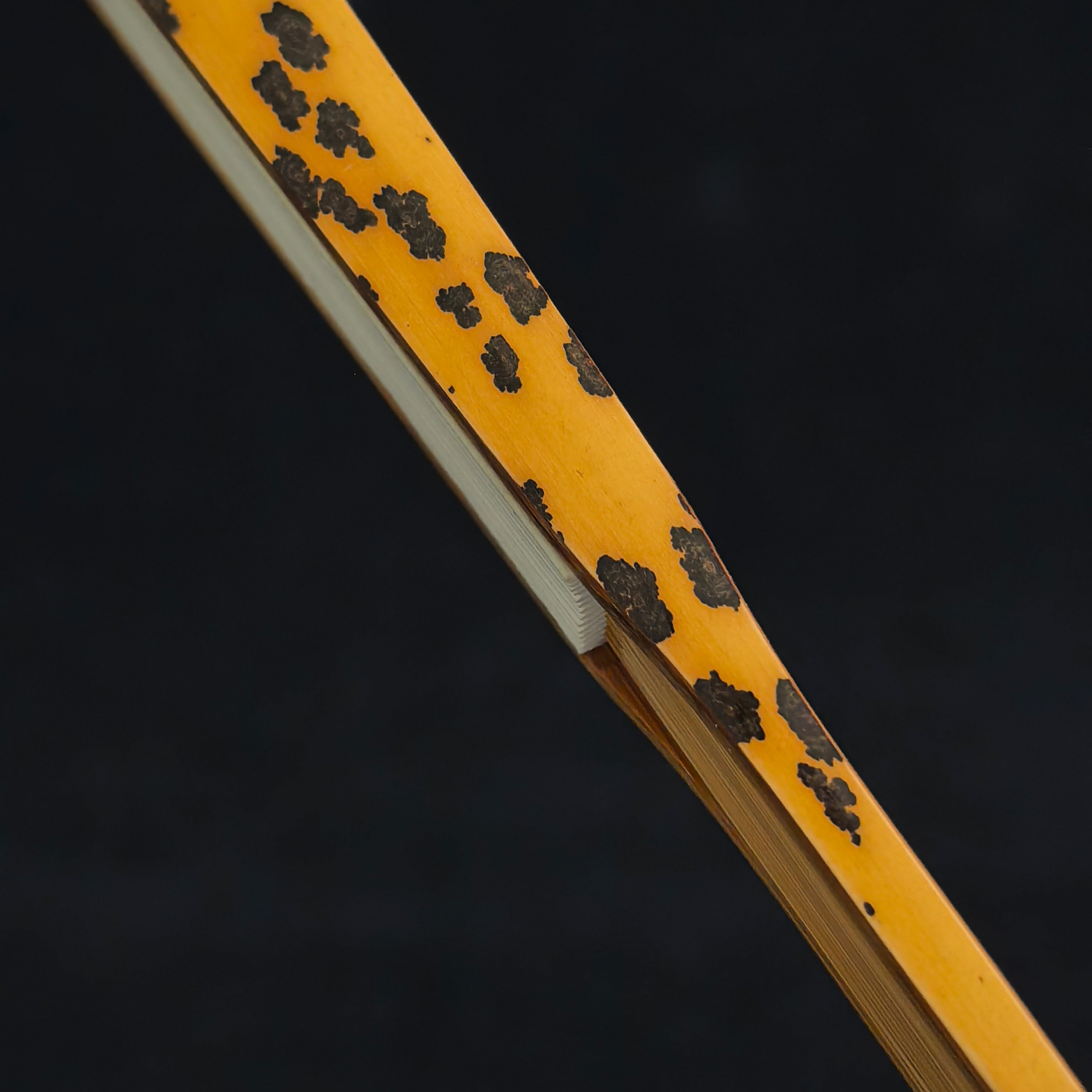 Master Chen Yunfeng Meilu Leopard-Pattern Bamboo Fan w/ Tortoiseshell-Style Inlay - "Beauty Shoulder" Small Eggplant Head (9.3 Inch / 16 Ribs) | 陳雲峰手作 梅麓豹紋雙合玳瑁彩粘片 美人肩小茄頭 9.3寸16方2.0
