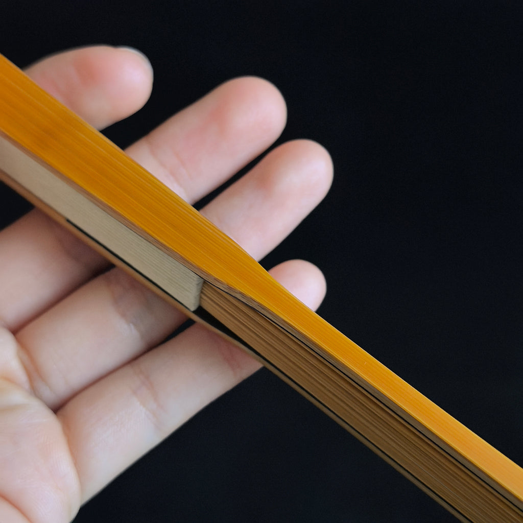 [Master Ye Yifei] Aged Sichuan Jade Bamboo Fan w/ Dual Ebony Accent - "Beauty Shoulder" Mantis Leg & Magnolia Head (9.5 Inch / 16 Ribs) | 葉逸飛手作 老川料玉竹雙合青 螳螂腿美人肩玉蘭頭 9.5寸16方2.0