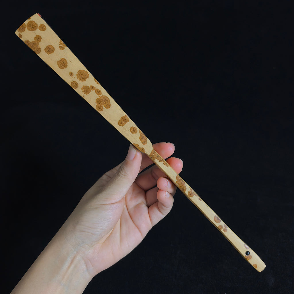 [Master Xu Linyang] Lüchun Yunfei Bamboo Fan w/ Black Gold-Flecked Paper - "Temple Gate" Shovel Shoulder & Antique Square Head (8.5 Inch / 11 Ribs / 2.5 Profile) | 徐林陽手作 綠春雲妃雙合鏟子廟門肩古方頭 8.5寸11方2.5（黑灑金扇面）