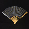[Master Zou Chunming] Yunfei Bamboo Fan w/ Black Gold-Flecked Paper - "Beauty Shoulder" Ban-Qin Antique Square Head (9.5 Inch / 16 Ribs) | 鄒春明手作 雲妃竹雙合青 美人肩半琴古方頭 9.5寸16方2.0（黑灑金扇面）