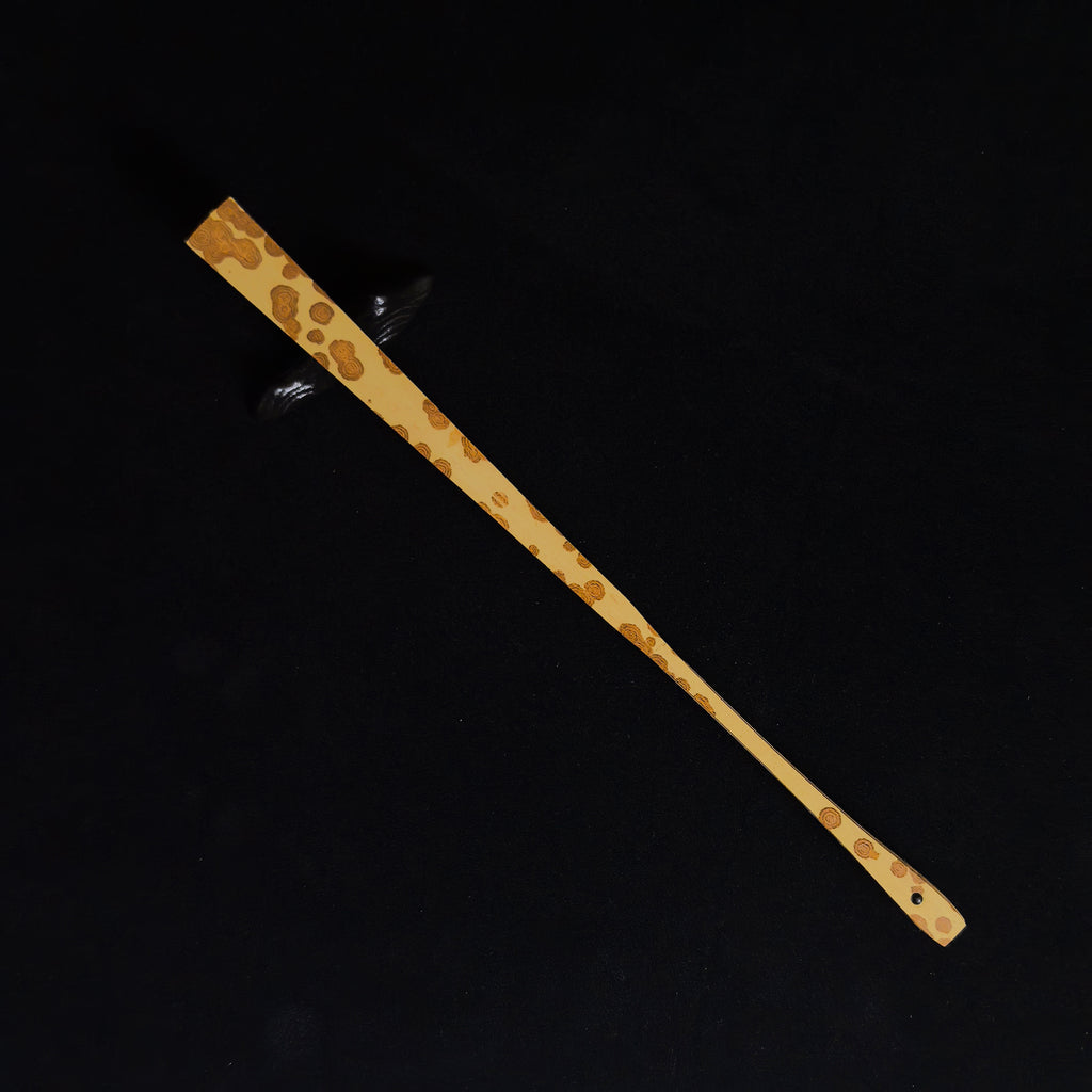 [Master Zou Chunming] Yunfei Bamboo Fan w/ Black Gold-Flecked Paper - "Beauty Shoulder" Ban-Qin Antique Square Head (9.5 Inch / 16 Ribs) | 鄒春明手作 雲妃竹雙合青 美人肩半琴古方頭 9.5寸16方2.0（黑灑金扇面）