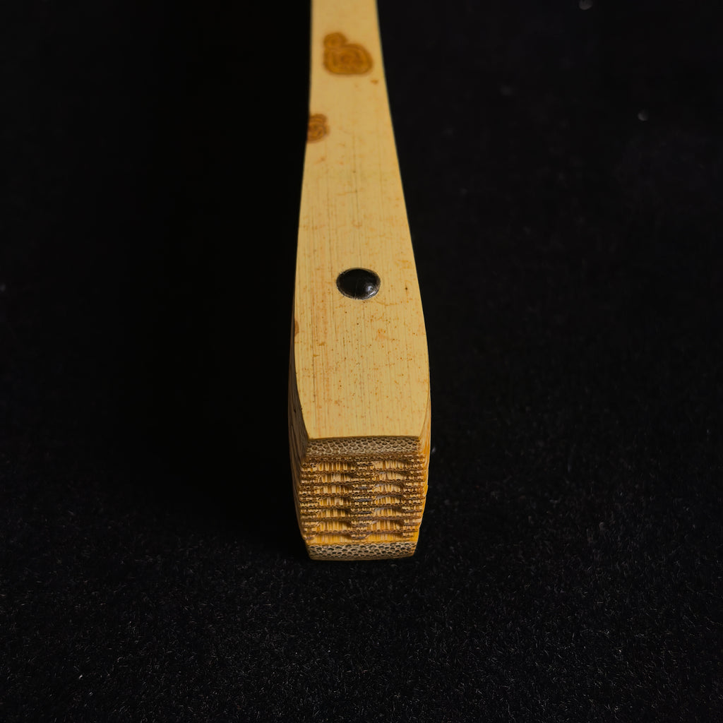 [Master Zou Chunming] Yunfei Bamboo Fan w/ Black Gold-Flecked Paper - "Beauty Shoulder" Ban-Qin Antique Square Head (9.5 Inch / 16 Ribs) | 鄒春明手作 雲妃竹雙合青 美人肩半琴古方頭 9.5寸16方2.0（黑灑金扇面）