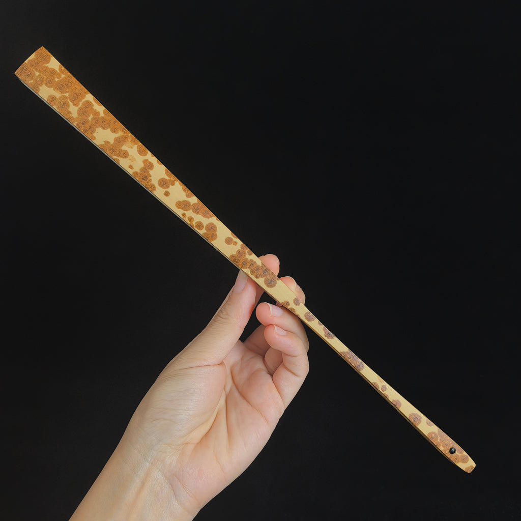 [Master Zhou Jian] Aged Meilu Spotted Bamboo Fan - "Lantern Pole" Straight Square Head (9.5 Inch / 16 Ribs) | 周健手作 老梅麓斑竹挑灯直方頭 9.5寸16方2.0