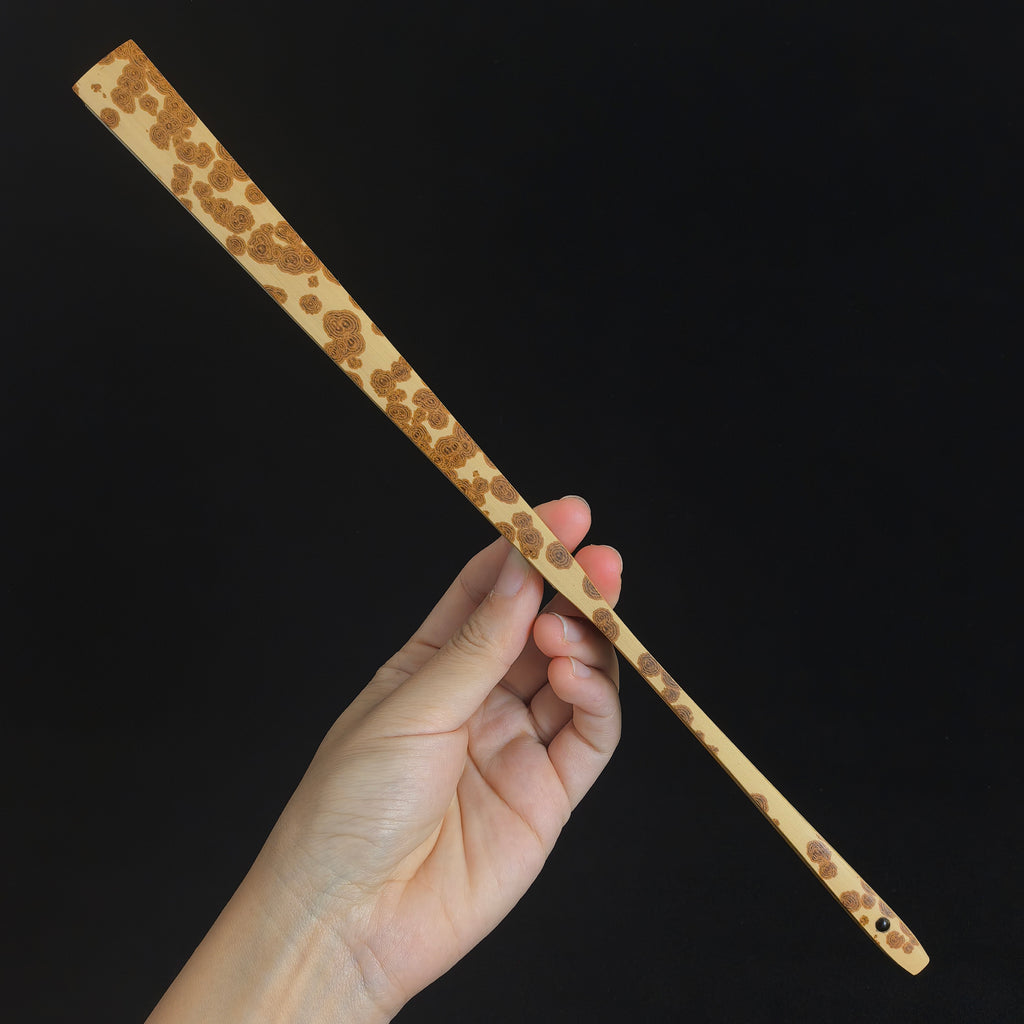[Master Zhou Jian] Aged Meilu Spotted Bamboo Fan - "Lantern Pole" Straight Square Head (9.5 Inch / 16 Ribs) | 周健手作 老梅麓斑竹挑灯直方頭 9.5寸16方2.0