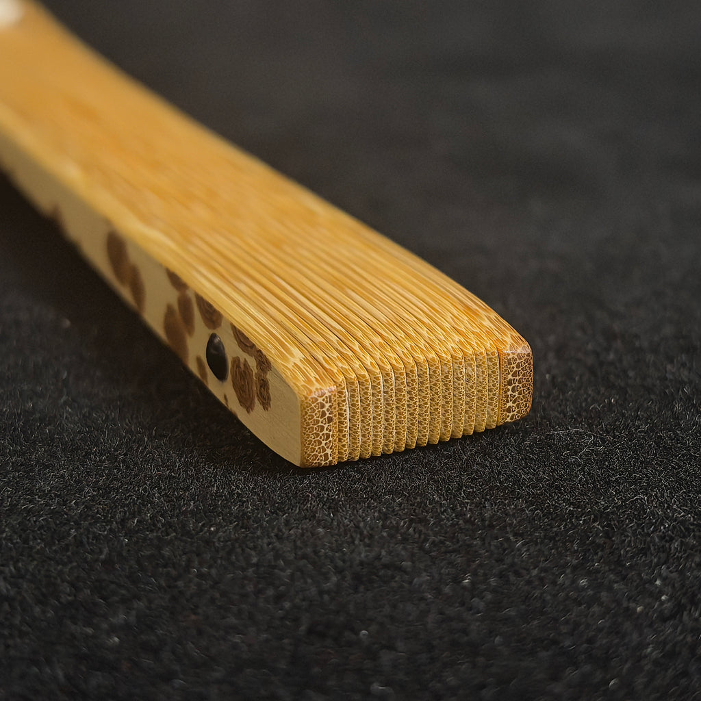 [Master Zhou Jian] Aged Meilu Spotted Bamboo Fan - "Lantern Pole" Straight Square Head (9.5 Inch / 16 Ribs) | 周健手作 老梅麓斑竹挑灯直方頭 9.5寸16方2.0