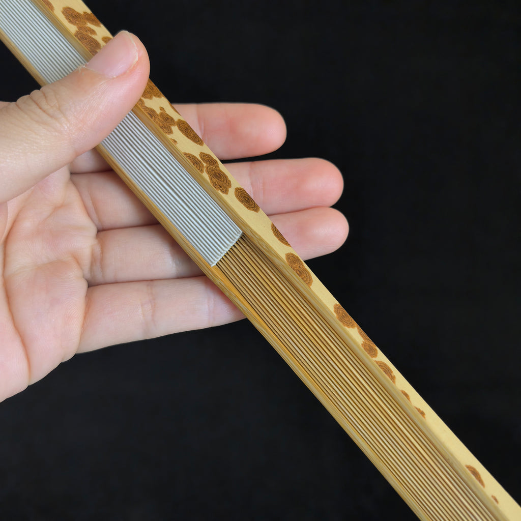 [Master Zhou Jian] Aged Meilu Spotted Bamboo Fan - "Lantern Pole" Straight Square Head (9.5 Inch / 16 Ribs) | 周健手作 老梅麓斑竹挑灯直方頭 9.5寸16方2.0