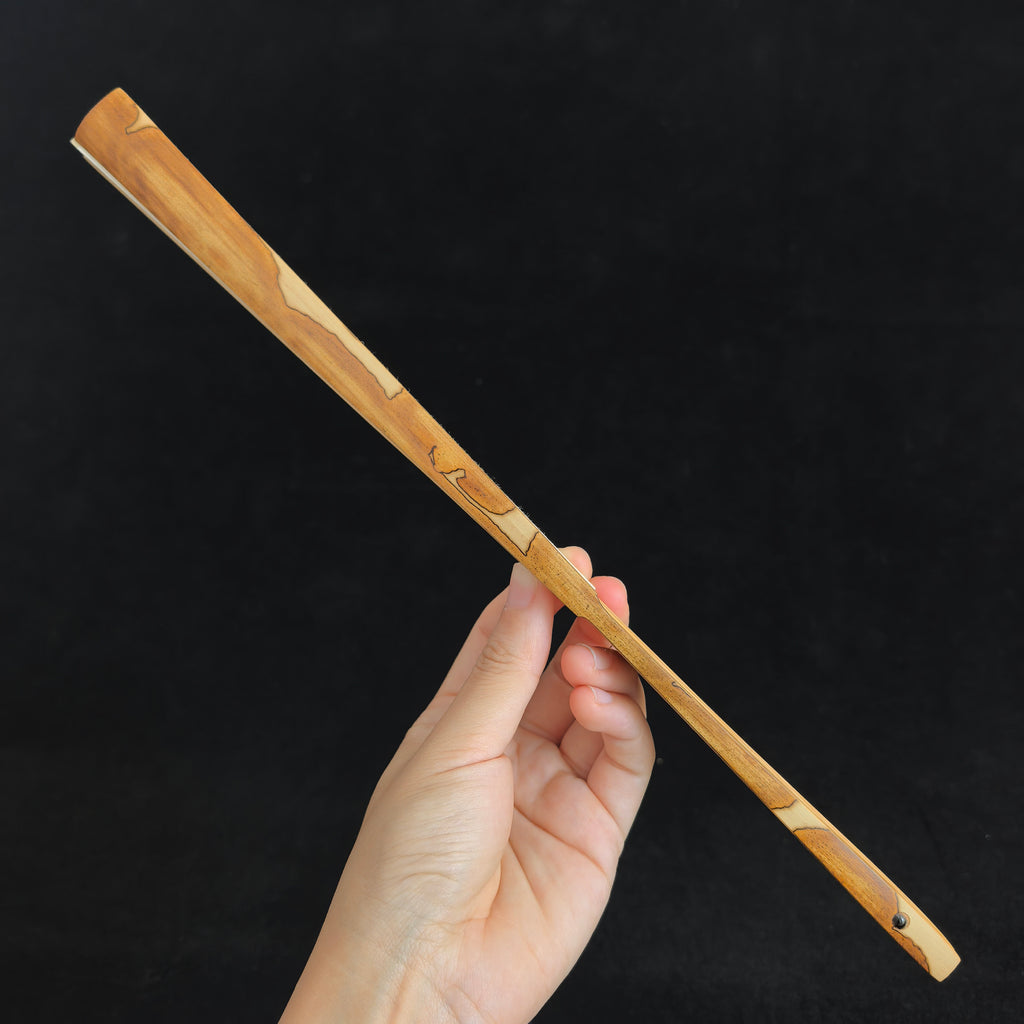 [Master Shen Changrong] Rare Butterfly-Spotted Bamboo Fan - Qing "Temple Gate" & Ming-Style Head (9.5 Inch / 16 Ribs / 1.8 Profile) | 安吉沈昌榮手作 蝴蝶妃竹 廟門肩明式頭 9.5寸16方1.8