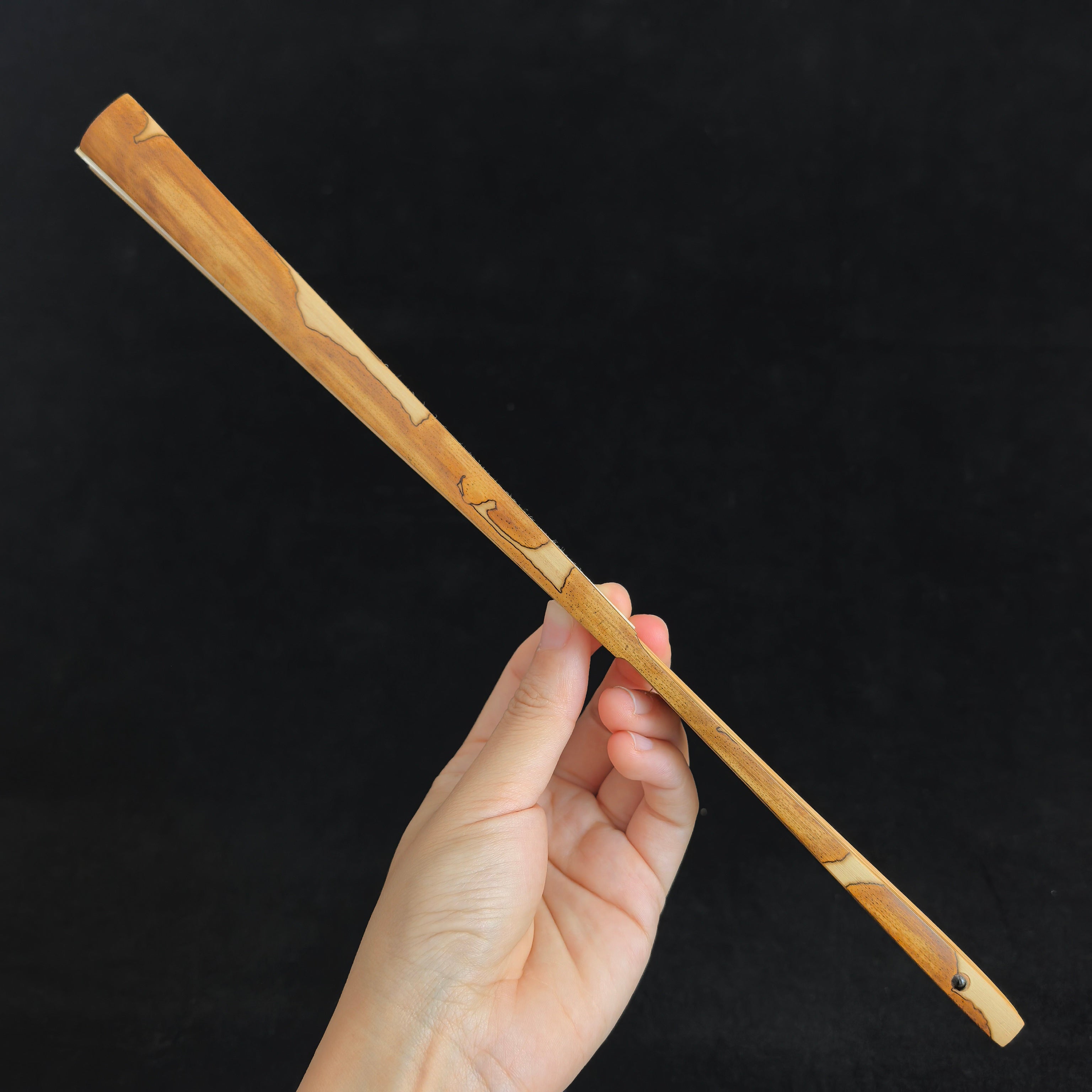 [Master Shen Changrong] Rare Butterfly-Spotted Bamboo Fan - Qing "Temple Gate" & Ming-Style Head (9.5 Inch / 16 Ribs / 1.8 Profile) | 安吉沈昌榮手作 蝴蝶妃竹 廟門肩明式頭 9.5寸16方1.8