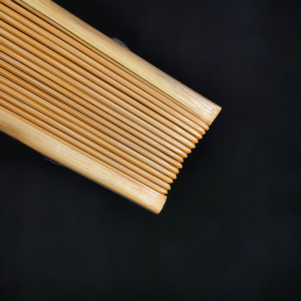 [Master Shen Changrong] Rare Butterfly-Spotted Bamboo Fan - Qing "Temple Gate" & Ming-Style Head (9.5 Inch / 16 Ribs / 1.8 Profile) | 安吉沈昌榮手作 蝴蝶妃竹 廟門肩明式頭 9.5寸16方1.8