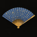 [Master Shen Changrong] Peeled Black Phoenix-Eye Bamboo Fan w/ Blue Gold-Flecked Paper - "Lantern Pole" Straight Square Head (9.5 Inch / 18 Ribs) | 沈昌榮手作 黑鳳眼（去皮）藍灑金扇面 無肩挑燈直方頭 9.5寸18方2.0