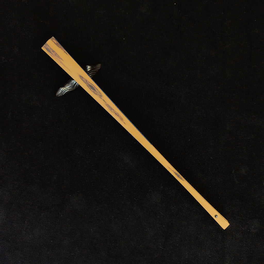 [Master Shen Changrong] Peeled Black Phoenix-Eye Bamboo Fan w/ Blue Gold-Flecked Paper - "Lantern Pole" Straight Square Head (9.5 Inch / 18 Ribs) | 沈昌榮手作 黑鳳眼（去皮）藍灑金扇面 無肩挑燈直方頭 9.5寸18方2.0