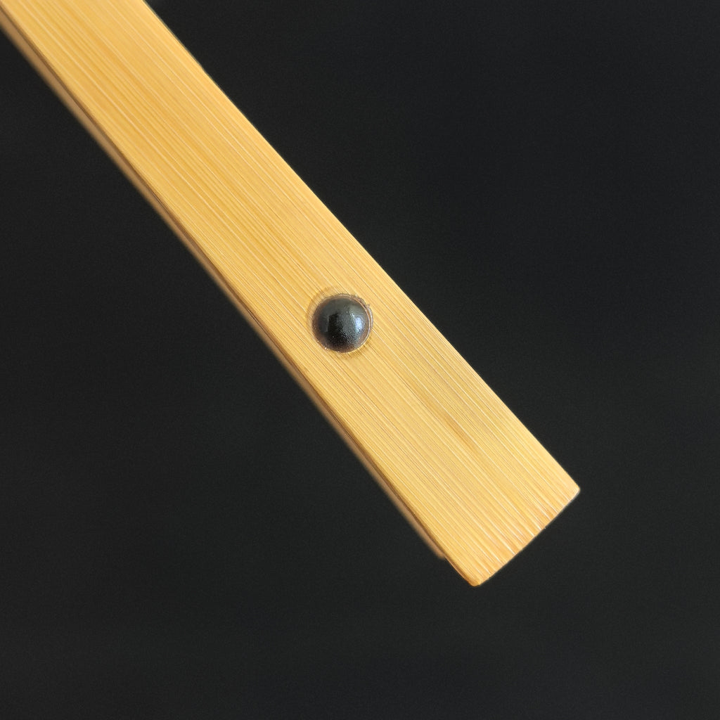 [Master Shen Changrong] Peeled Black Phoenix-Eye Bamboo Fan w/ Blue Gold-Flecked Paper - "Lantern Pole" Straight Square Head (9.5 Inch / 18 Ribs) | 沈昌榮手作 黑鳳眼（去皮）藍灑金扇面 無肩挑燈直方頭 9.5寸18方2.0