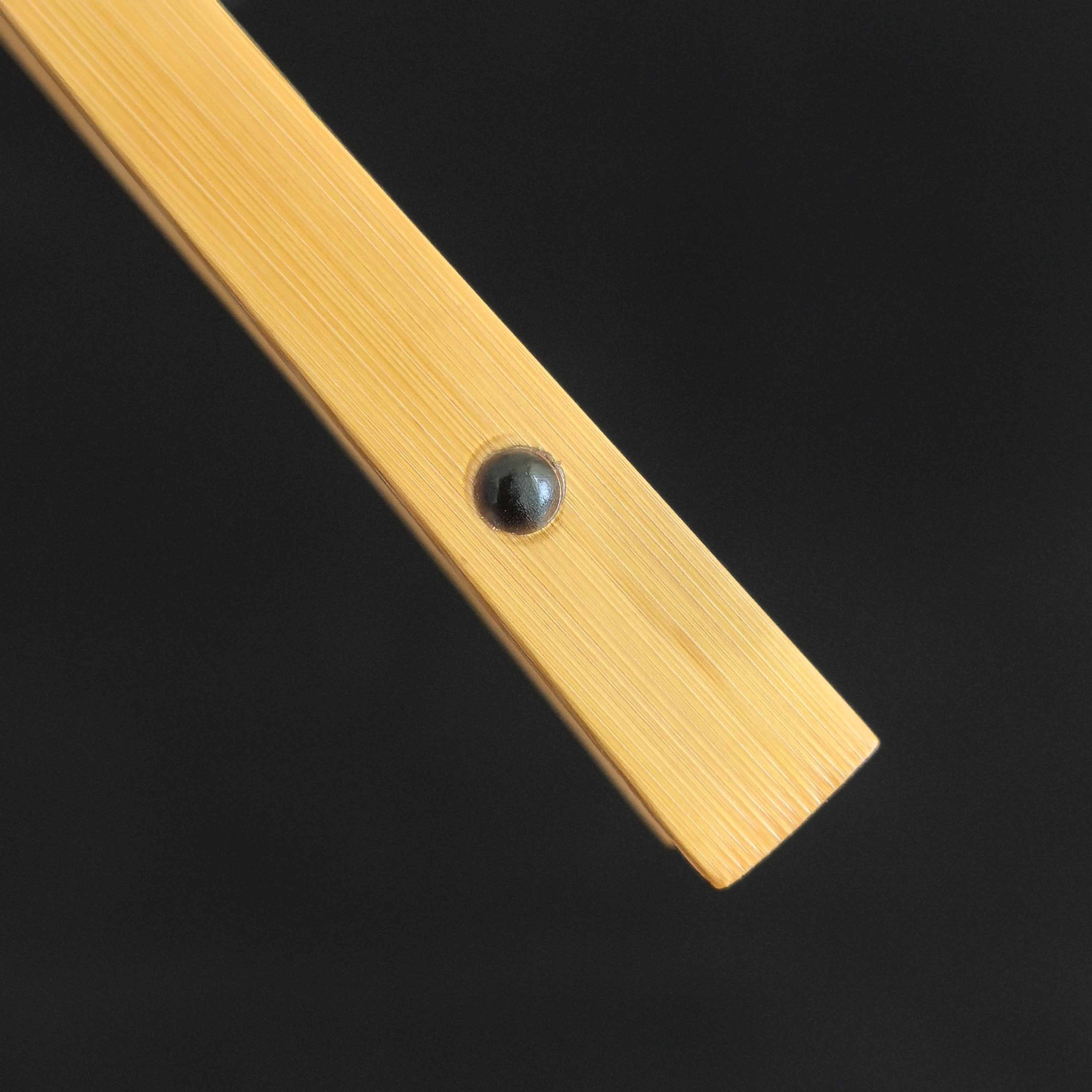 [Master Shen Changrong] Peeled Black Phoenix-Eye Bamboo Fan w/ Blue Gold-Flecked Paper - "Lantern Pole" Straight Square Head (9.5 Inch / 18 Ribs) | 沈昌榮手作 黑鳳眼（去皮）藍灑金扇面 無肩挑燈直方頭 9.5寸18方2.0