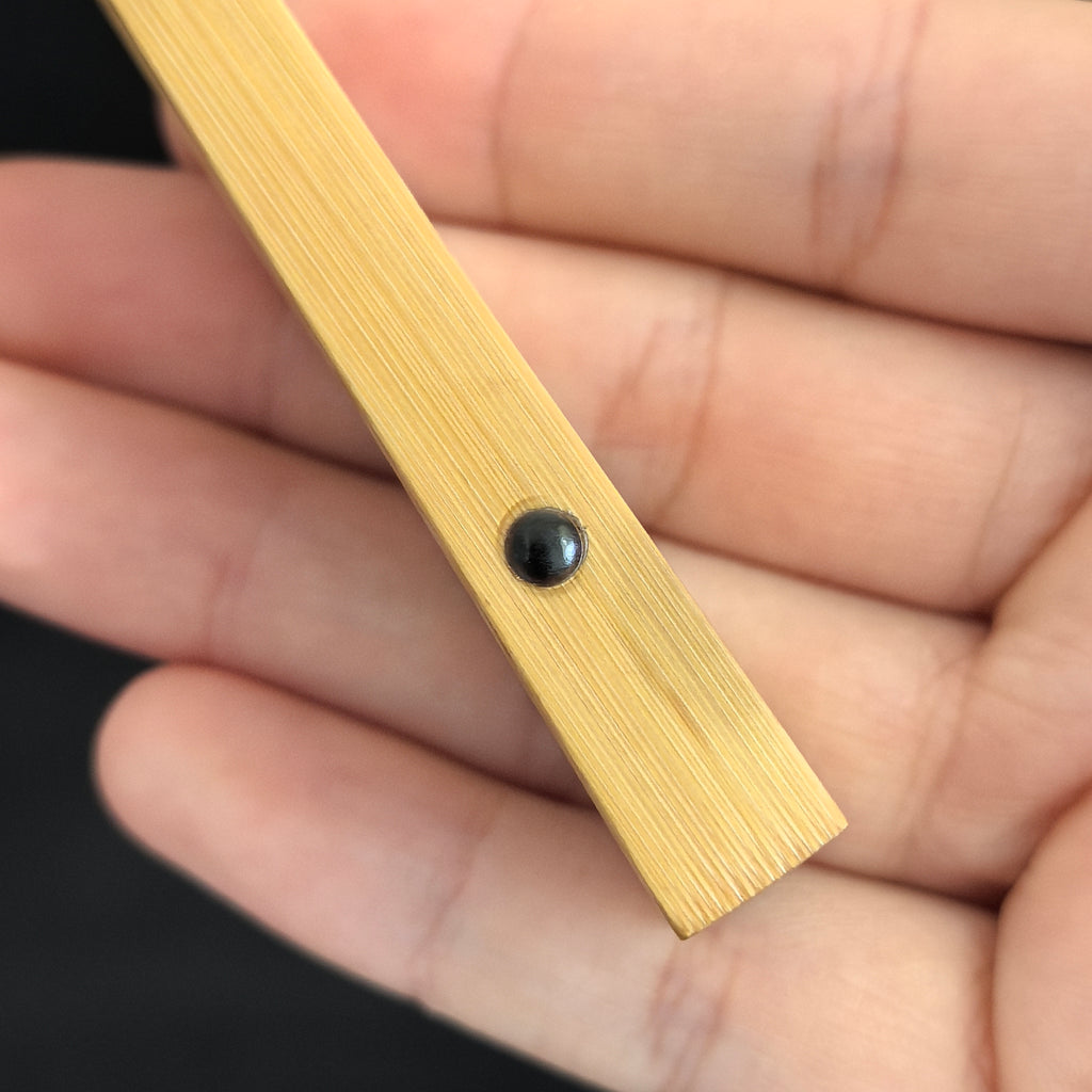 [Master Shen Changrong] Peeled Black Phoenix-Eye Bamboo Fan w/ Blue Gold-Flecked Paper - "Lantern Pole" Straight Square Head (9.5 Inch / 18 Ribs) | 沈昌榮手作 黑鳳眼（去皮）藍灑金扇面 無肩挑燈直方頭 9.5寸18方2.0