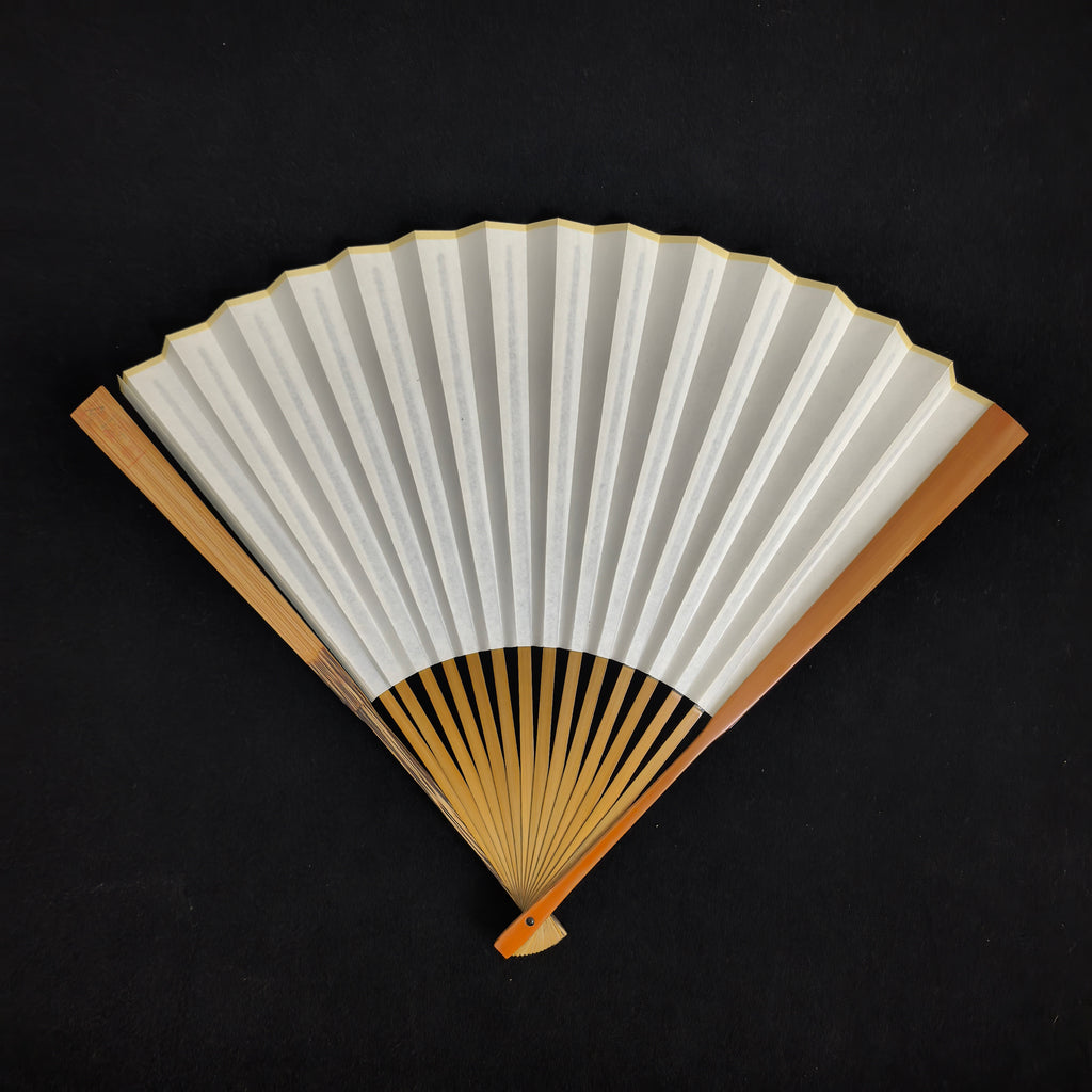 [Master Guo Wei] Aged Sichuan Jade Bamboo Fan w/ Triple Ebony Inlay - "Beauty Shoulder" Antique Square Head (9.5 Inch / 16 Ribs) | 郭煒手作 老川料玉竹三合青 美人肩古方頭 9.5寸16方2.0
