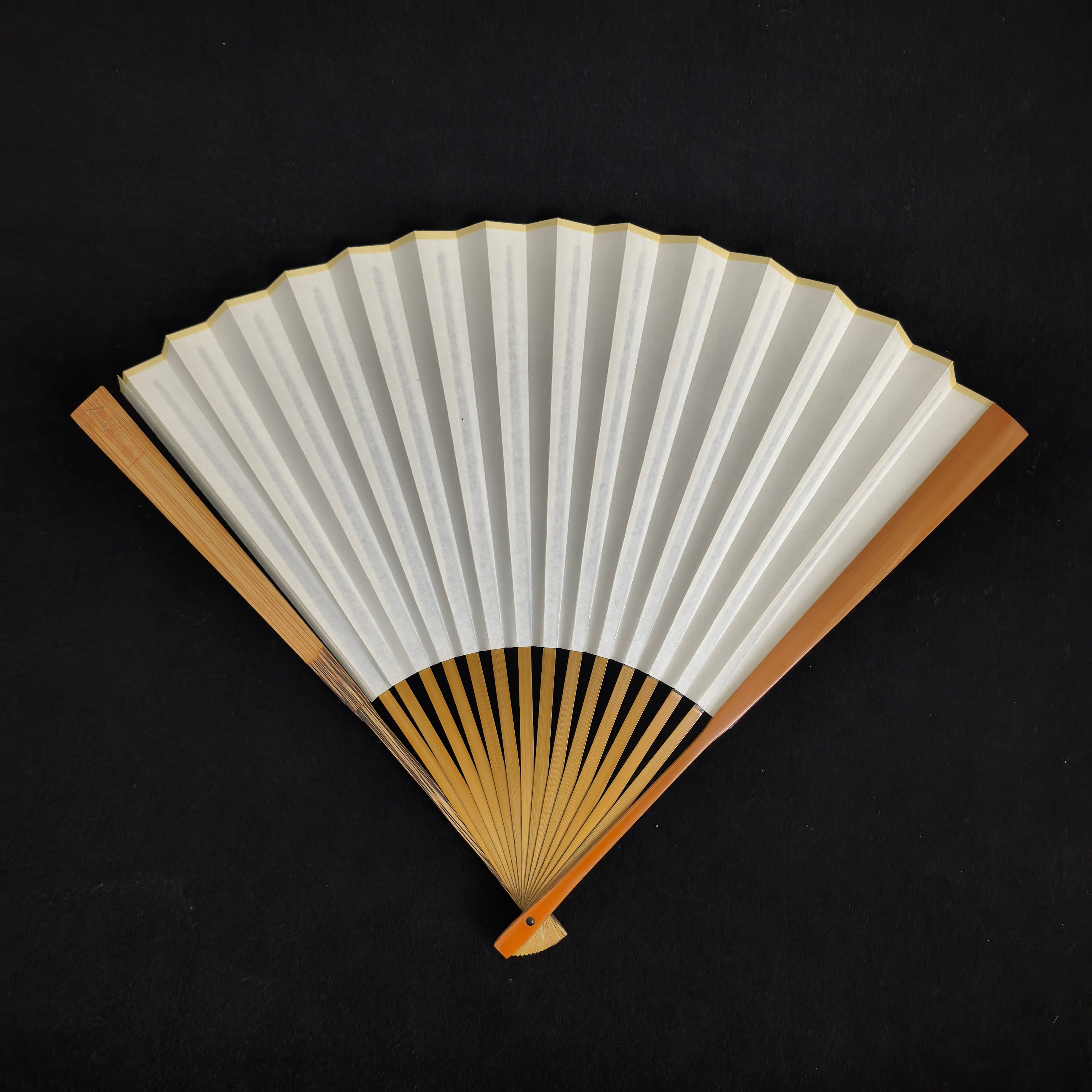 [Master Guo Wei] Aged Sichuan Jade Bamboo Fan w/ Triple Ebony Inlay - "Beauty Shoulder" Antique Square Head (9.5 Inch / 16 Ribs) | 郭煒手作 老川料玉竹三合青 美人肩古方頭 9.5寸16方2.0