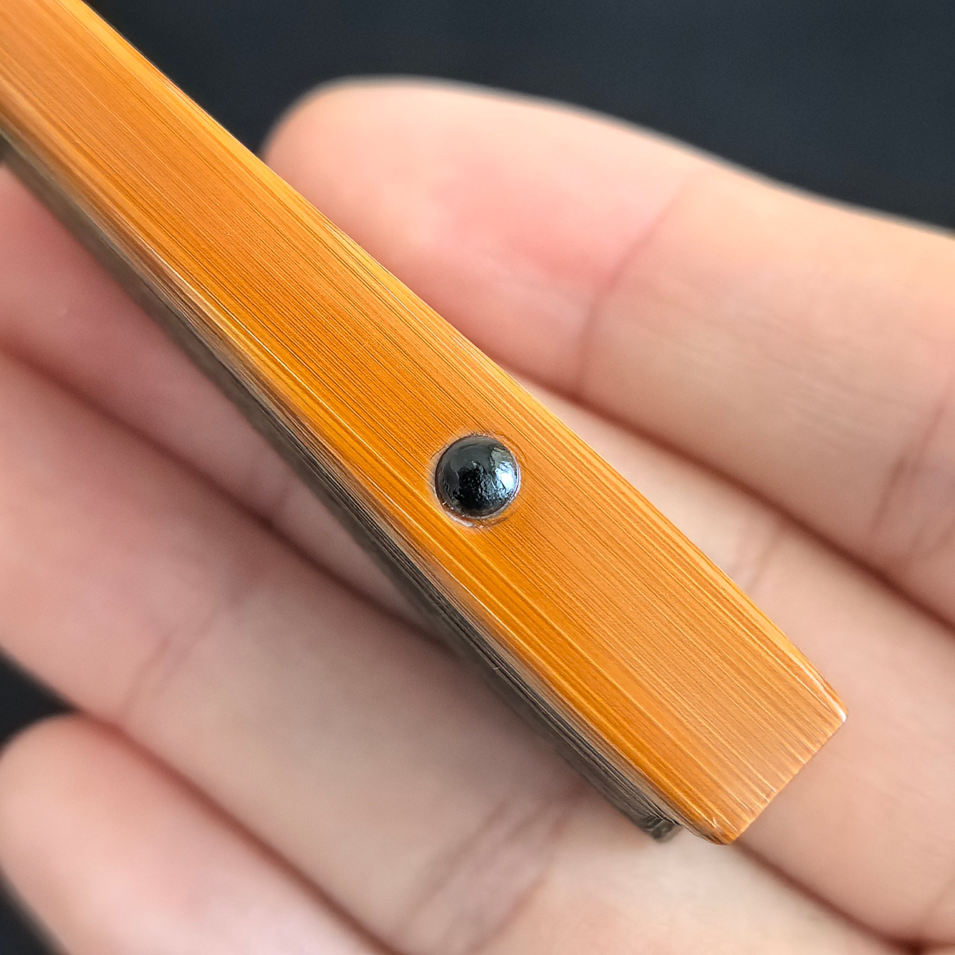 [Master Guo Wei] Aged Sichuan Jade Bamboo Fan w/ Triple Ebony Inlay - "Beauty Shoulder" Antique Square Head (9.5 Inch / 16 Ribs) | 郭煒手作 老川料玉竹三合青 美人肩古方頭 9.5寸16方2.0