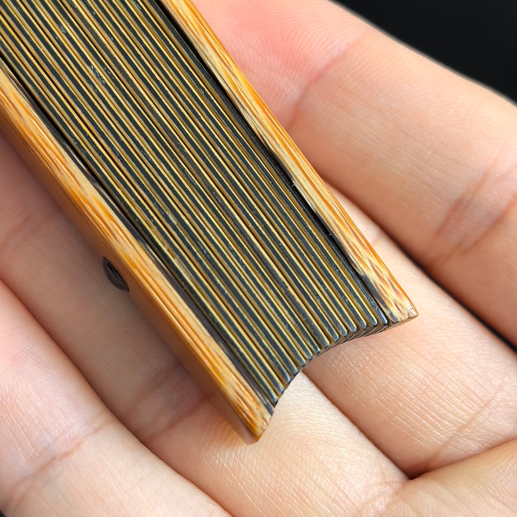 [Master Guo Wei] Aged Sichuan Jade Bamboo Fan w/ Triple Ebony Inlay - "Beauty Shoulder" Antique Square Head (9.5 Inch / 16 Ribs) | 郭煒手作 老川料玉竹三合青 美人肩古方頭 9.5寸16方2.0