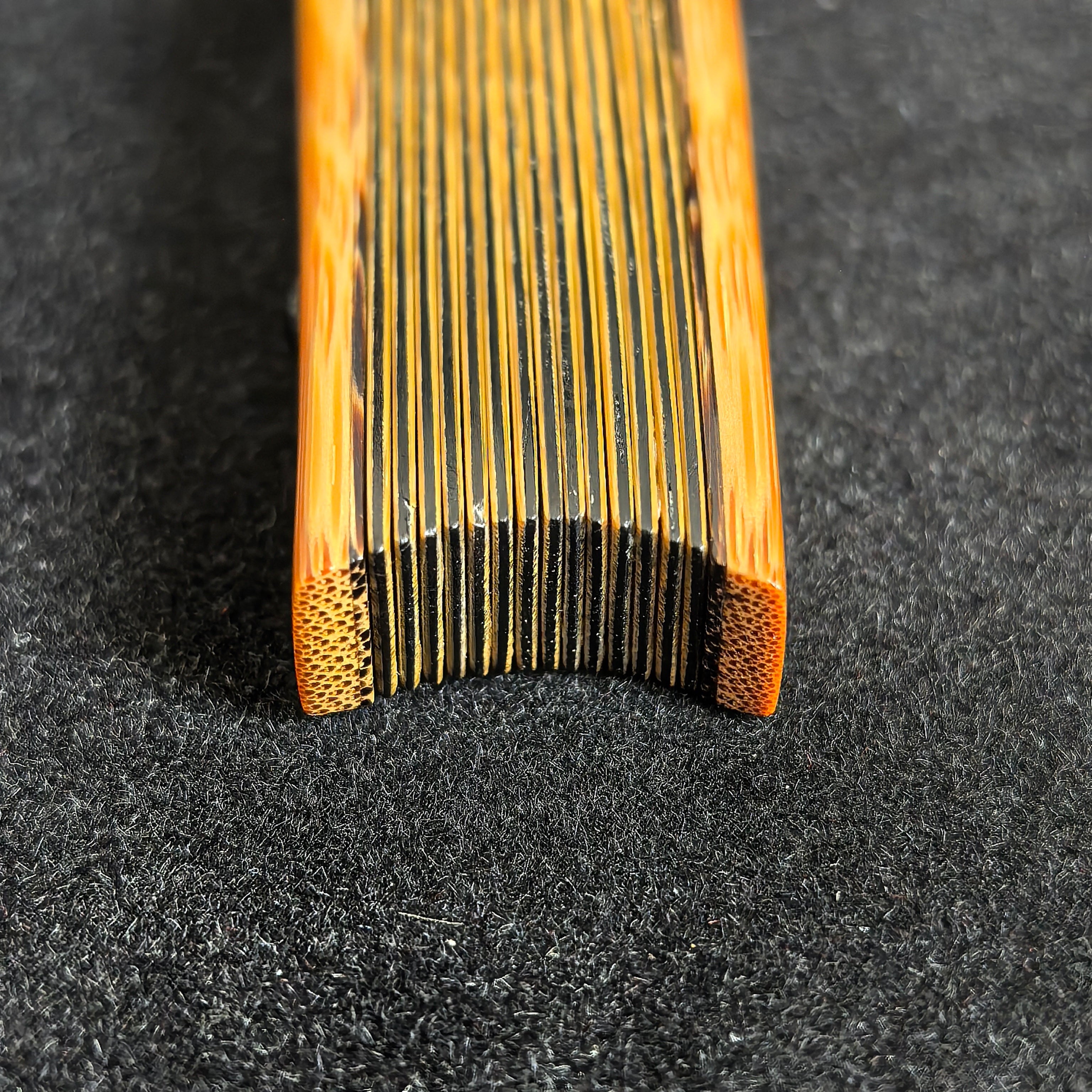 [Master Guo Wei] Aged Sichuan Jade Bamboo Fan w/ Triple Ebony Inlay - "Beauty Shoulder" Antique Square Head (9.5 Inch / 16 Ribs) | 郭煒手作 老川料玉竹三合青 美人肩古方頭 9.5寸16方2.0