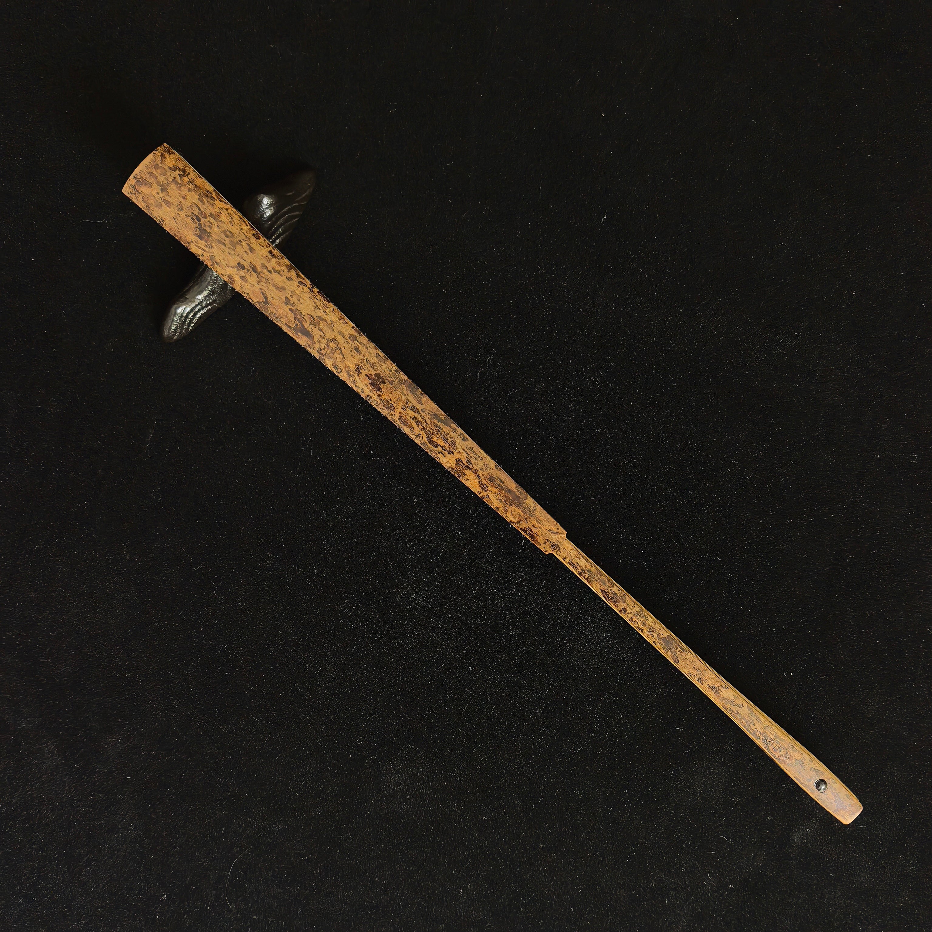 [Master Wu Shengfu] Rare 1st-Gen "Ghost Face" Bamboo Fan - Qing "Temple Gate" & Antique Square Head (9.0 Inch / 16 Ribs) | 吳勝富手作 稀缺初代鬼臉斑竹 廟門肩古方頭 9寸16方2.0