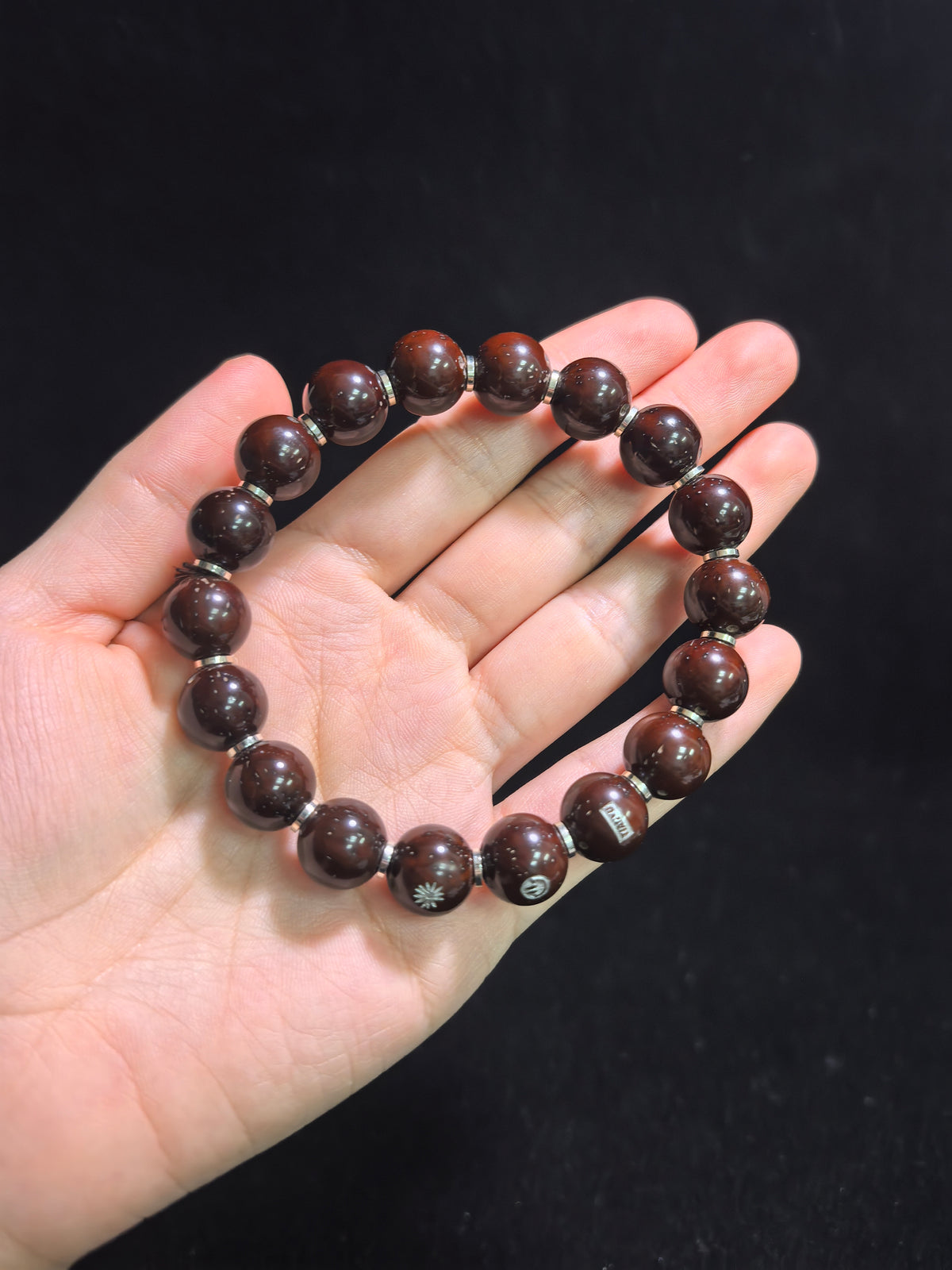 ZenWenwan Fortune Seed barrel bracelet with 12mm Zi Jin Shu beads and sterling silver spacers, stylish and elegant jewelry.